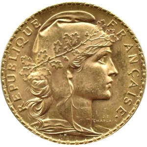 Francja, Republika, Kogut, 20 franków 1914, Paryż, UNC