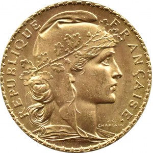 Frankreich, Republik, Hahn, 20 Francs 1911, Paris, UNC