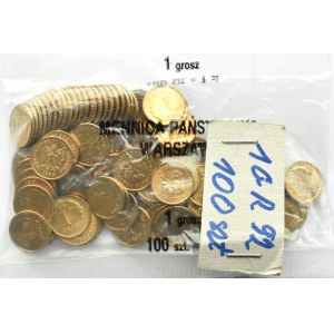 Poland, Third Republic, 1 penny 1992, Warsaw, bank bag