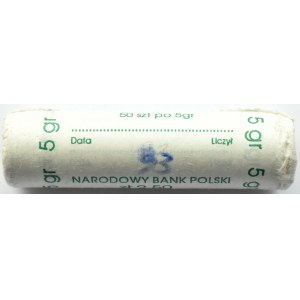 Poland, Third Republic, 5 pennies 1993, Warsaw, bank roll, THE MOST