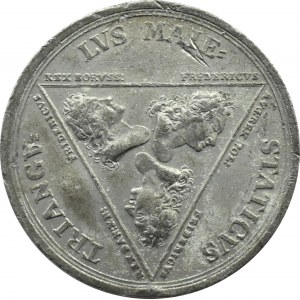 August III Sas, medal 1709 Zjazd trzech władców kopia w cynie, Drezno