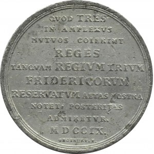 August III Sas, medal 1709 Zjazd trzech władców kopia w cynie, Drezno