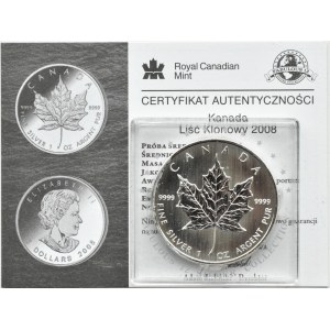 Kanada, liść klonu, 5 dolarów 2008, Ottawa, UNC