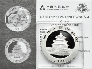 Chiny, Panda, 10 yuanów 2008, Shenyang, UNC