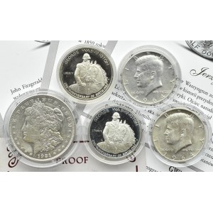 USA, Morgan and 1/2 dollar, lot of coins 1921-1982, 5 pieces