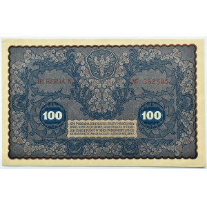 Polska, II RP, 100 marek 1919, IH seria N, Warszawa, UNC