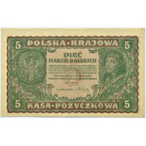 Poland, Second Republic, 5 marks 1919, 2nd series EB, Warsaw