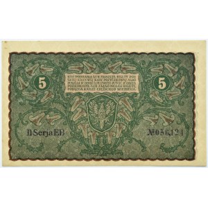 Polen, Zweite Republik, 5 Mark 1919, 2. Serie EB, Warschau