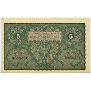 Poland, Second Republic, 5 marks 1919, 2nd series EB, Warsaw