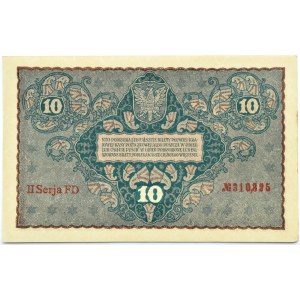 Poland, Second Republic, 10 marks 1919, 2nd series FD, Warsaw