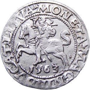 Sigismund II Augustus, halber Pfennig 1563, Vilnius, SCHÖN
