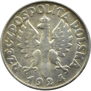 Polska, II RP, Kłosy, 2 złote 1924, odwrotka, Filadelfia