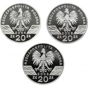 Polska, III RP, lot 20 złotych 2004-2008 - Zwierzęta, Warszawa, UNC