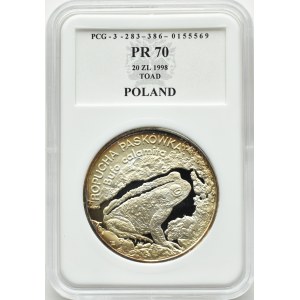 Polska, III RP, 20 złotych 1998, Ropucha Paskówka, Warszawa, UNC
