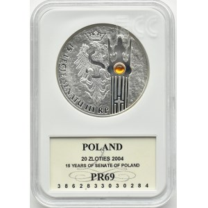 Polen, III RP, 20 Zloty 2004, 15. Jahrestag des Senats, Warschau, UNC
