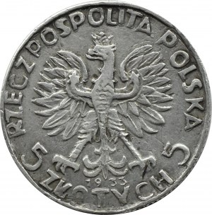 Polska, II RP, Głowa Kobiety, 5 złotych 1933, falsyfikat z epoki, srebro