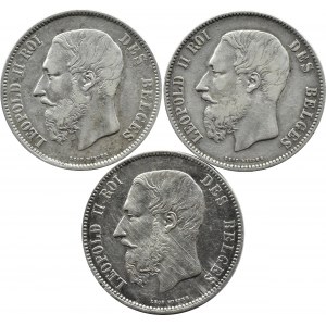 Belgia, Leopold II, lot franków 1869-1870, Bruksela