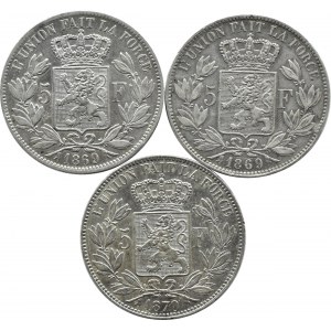 Belgium, Leopold II, lot of francs 1869-1870, Brussels