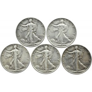 USA, 1/2 dollar, lot of coins 1945-1945, Philadelphia