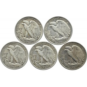 USA, 1/2 dolara, lot monet 1945-1945, Filadelfia