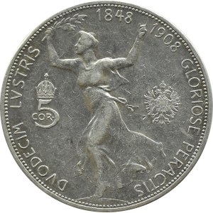 Austro-Węgry, Franciszek Józef I, 5 koron 1908, Jubileuszowa, Wiedeń