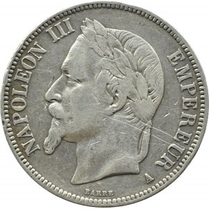 France, Napoleon III, 5 francs 1868 A, Paris