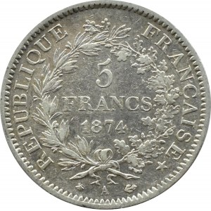 Francja, Republika, 5 franków 1874 A, Paryż