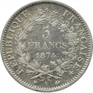 France, Republic, 5 francs 1874 A, Paris