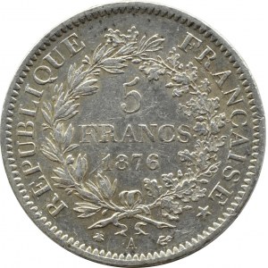 France, Republic, 5 francs 1876 A, Paris