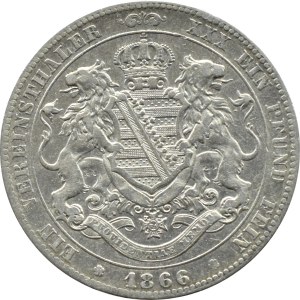Germany, Saxony, Johann V, thaler 1866 B, Hannover