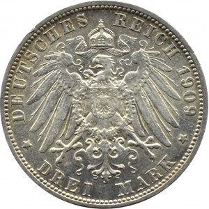 Germany, Bavaria, Otto, 3 marks 1909 D, Munich