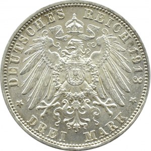 Deutschland, Bayern, Otto, 3 Mark 1913 D, München, SCHÖN