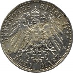 Niemcy, Bawaria, Ludwig III, 3 marki 1914 D, Monachium