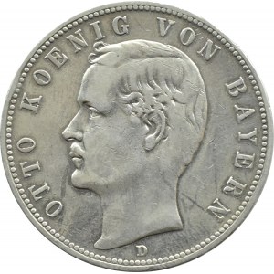 Germany, Bavaria, Otto, 5 marks 1898 D, Munich