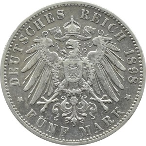 Germany, Bavaria, Otto, 5 marks 1898 D, Munich