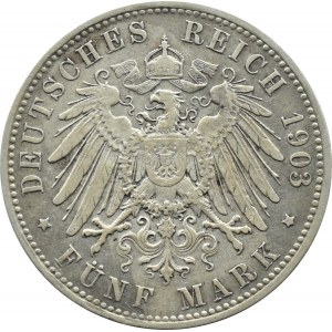 Germany, Bavaria, Otto, 5 marks 1903 D, Munich