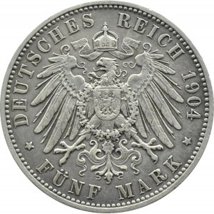 Germany, Bavaria, Otto, 5 marks 1904 D, Munich