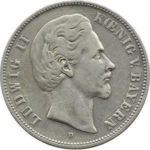Germany, Bavaria, Ludwig II, 5 marks 1876 D, Munich