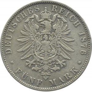 Deutschland, Bayern, Ludwig II, 5 Mark 1876 D, München