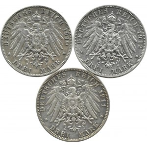 Deutschland, Sachsen, Friedrich August, Los 3 Mark 1910-1912 E, Muldenhütten