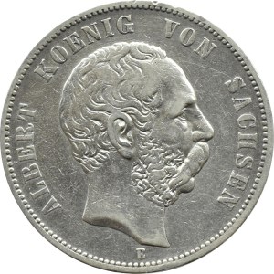 Deutschland, Sachsen, 5 Mark 1876 E, Muldenhütten