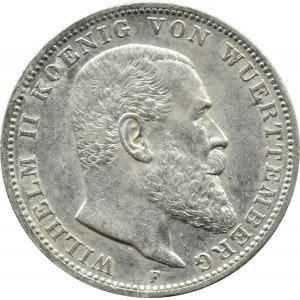 Germany, Württemberg, Wilhelm II, 3 marks 1910 F, Stuttgart