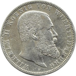 Germany, Württemberg, Wilhelm II, 5 marks 1904 F, Stuttgart