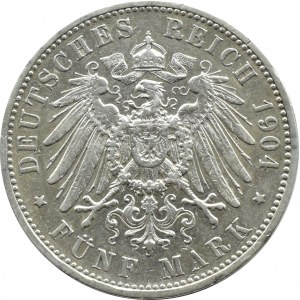 Niemcy, Wirtembergia, Wilhelm II, 5 marek 1904 F, Stuttgart