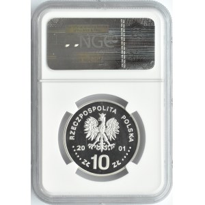 Polska, III RP, Jan III Sobieski - półpostać, 10 złotych 2001, Warszawa, NGC PF69 ULTRA CAMEO