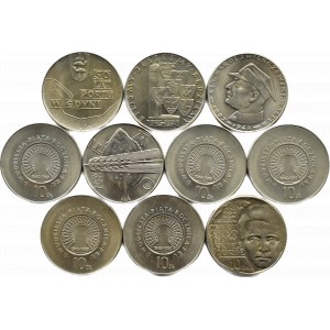 Polska, PRL, lot menniczych monet 10 złotych 1967-1972, Warszawa