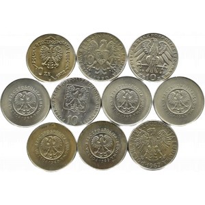 Polska, PRL, lot menniczych monet 10 złotych 1967-1972, Warszawa