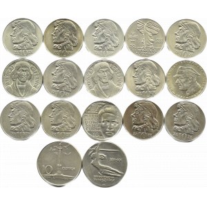 Polska, PRL, lot menniczych monet 10 złotych 1967-1971, Warszawa