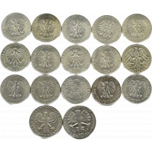 Polska, PRL, lot menniczych monet 10 złotych 1967-1971, Warszawa