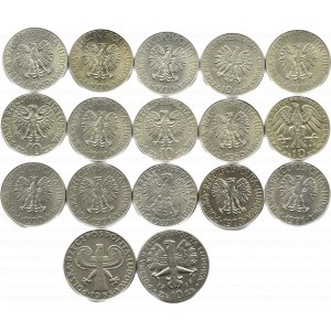 Polen, Volksrepublik Polen, Posten geprägter Münzen 10 Zloty 1967-1971, Warschau